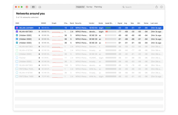 NetSpot’s Discover mode