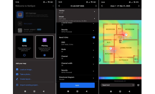NetSpot pour Android (Mode de planification)