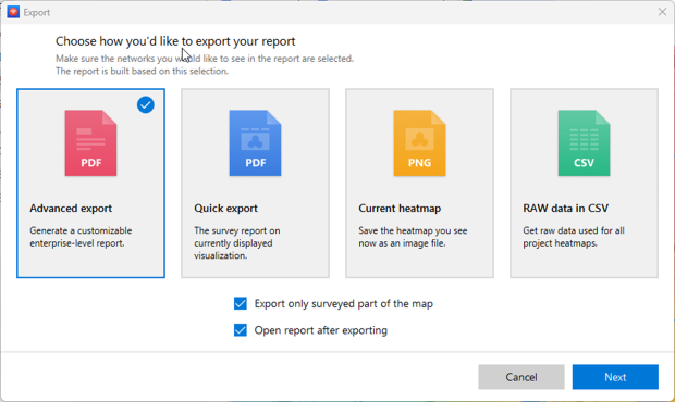 NetSpot lets you export all data
