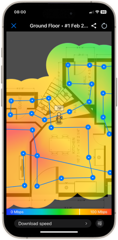 Visually evaluate the results with the color-coded Wi-Fi heatmaps