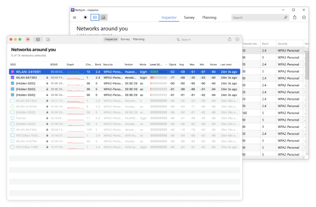 NetSpot — Inspector mode for Windows or macOS