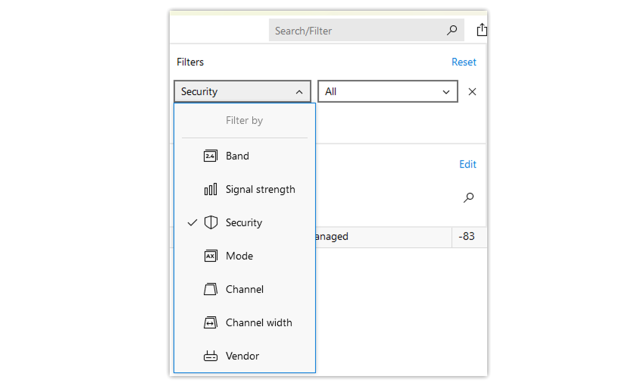 NetSpot Inspector Mode filter 