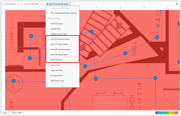 iPerf TCP download speed heatmap