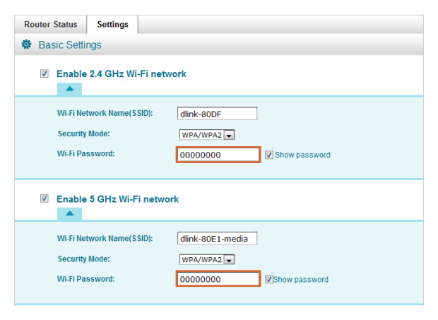MyDlink Change the current password