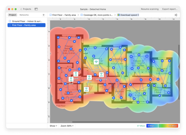 NetSpot — Download speed (heatmap)