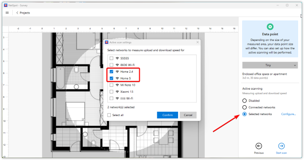 NetSpot Site Survey data point