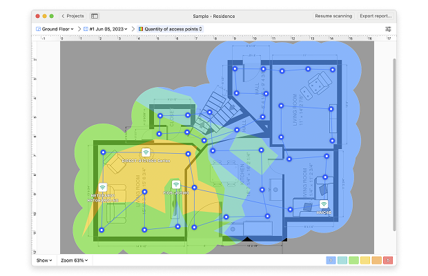Quantity of access points Wi-Fi Heatmap