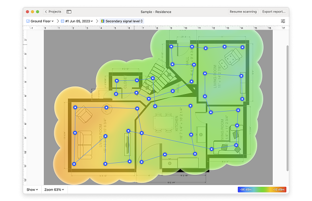 Secondary signal level Wi-Fi Heatmap