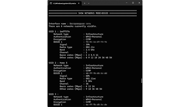 Section called “SHOW NETWORKS MODE=BSSID”