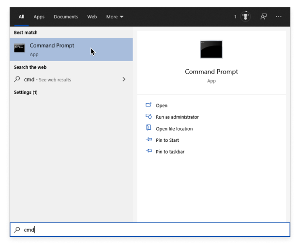 Type “command prompt”