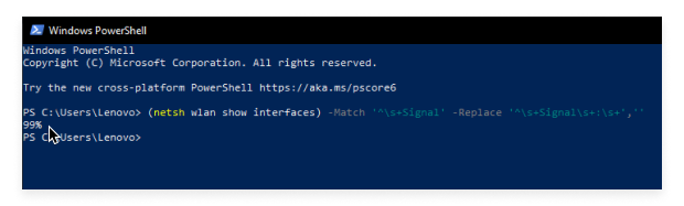 Windows PowerShell — Enter the following command and hit enter