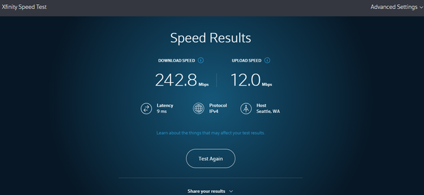 Xfinity Internet SpeedTest